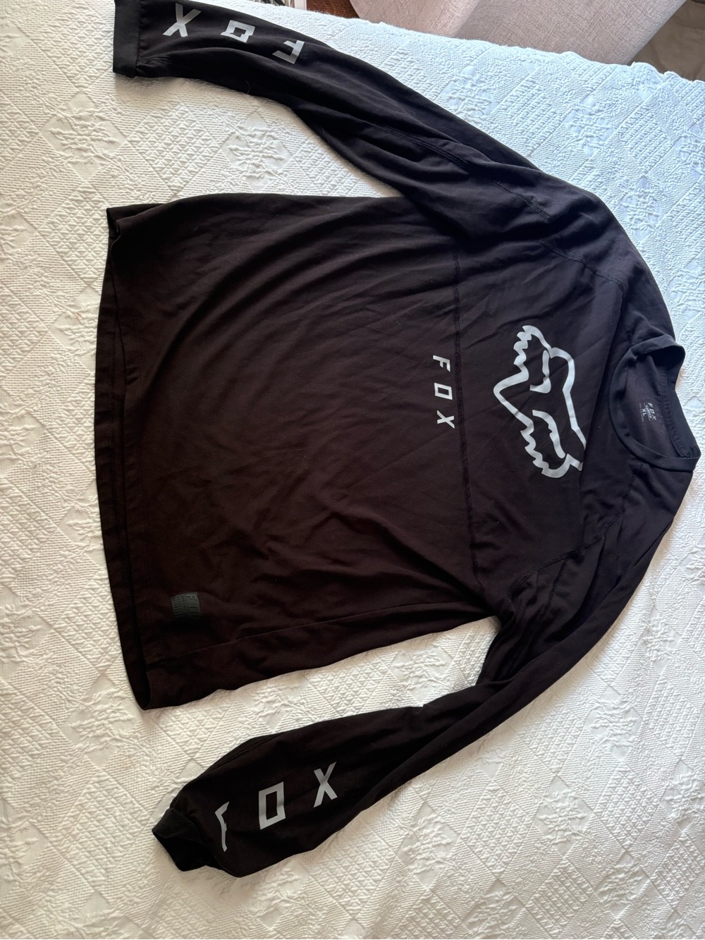 Fox Black Long Sleeve Shirt with Reflective Gray Logo